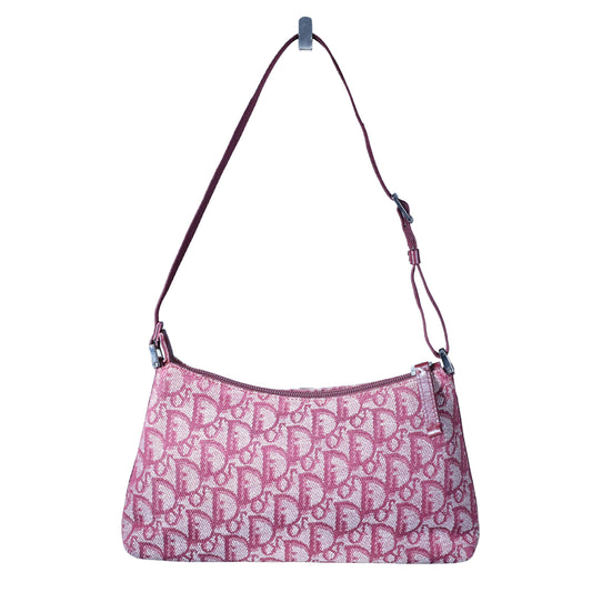 Preowned CHRISTIAN DIOR  Vintage Trotter Canvas x Leather Red Shoulder Bag | Luxe Again Mason