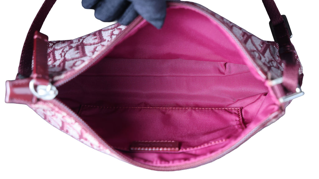 Preowned CHRISTIAN DIOR  Vintage Trotter Canvas x Leather Red Shoulder Bag | Luxe Again Mason