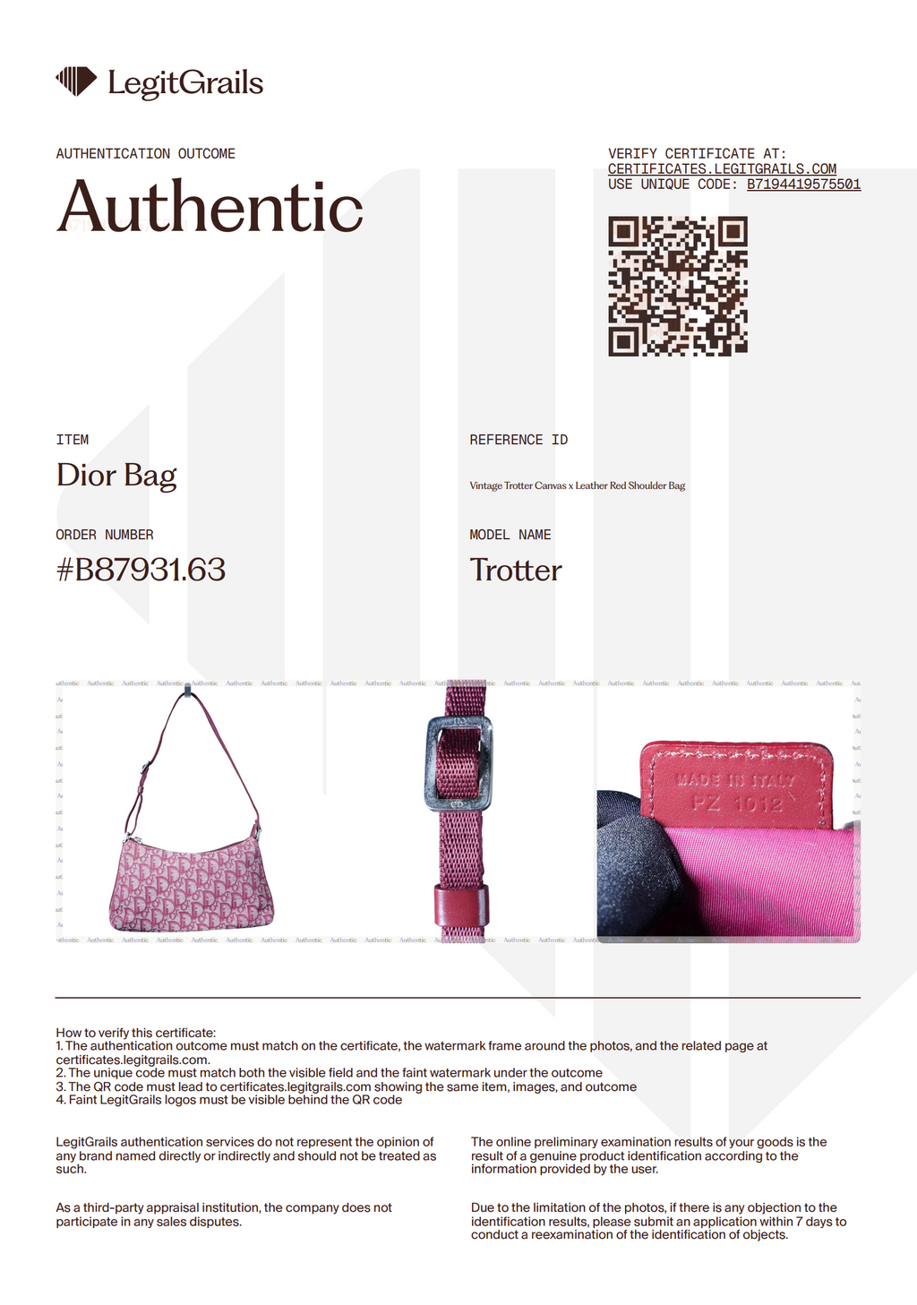 Preowned CHRISTIAN DIOR  Vintage Trotter Canvas x Leather Red Shoulder Bag | Luxe Again Mason