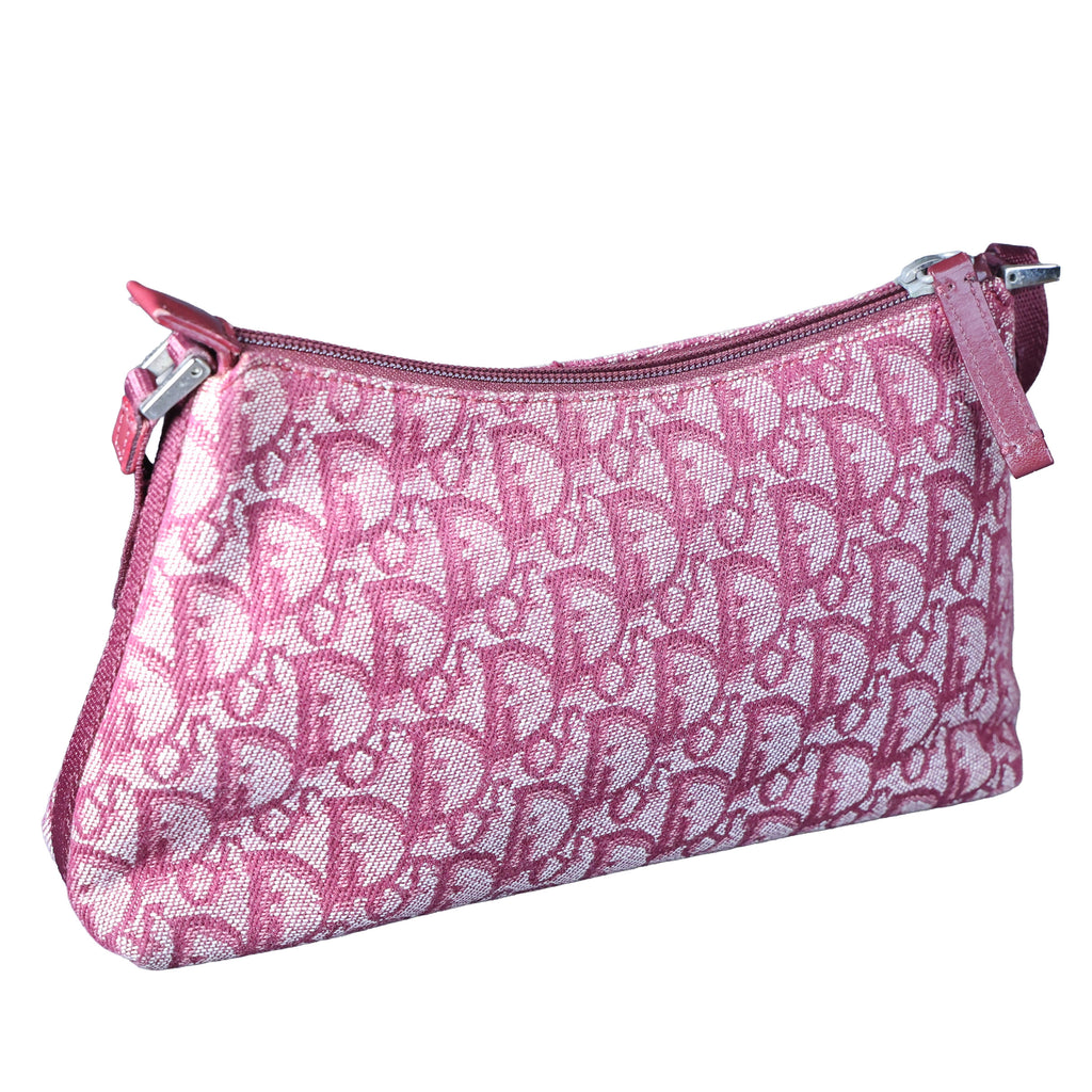 Preowned CHRISTIAN DIOR  Vintage Trotter Canvas x Leather Red Shoulder Bag | Luxe Again Mason