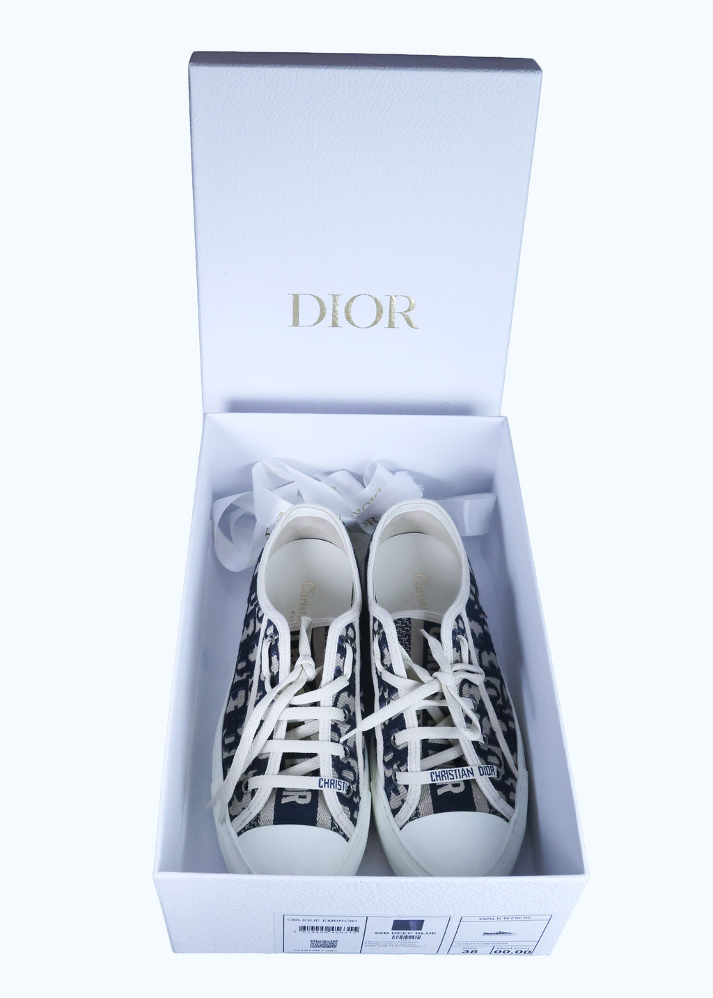 Preowned CHRISTIAN DIOR Walk'n'Dior Platform Sneaker Deep Blue Dior Oblique Embroidered Cotton Size 38 | Luxe Again Maison