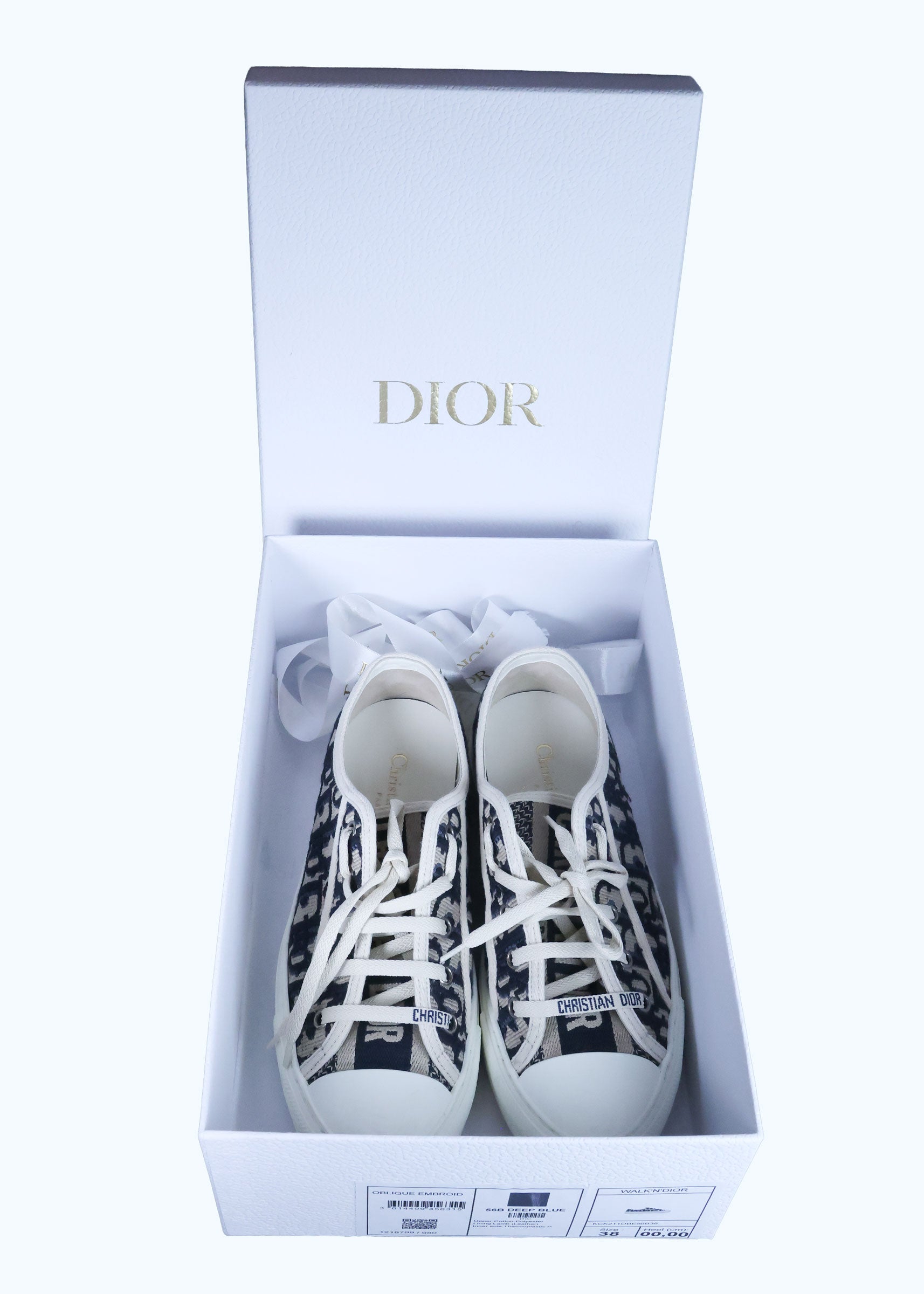 Preowned CHRISTIAN DIOR Walk'n'Dior Platform Sneaker Deep Blue Dior Oblique Embroidered Cotton Size 38 | Luxe Again Maison