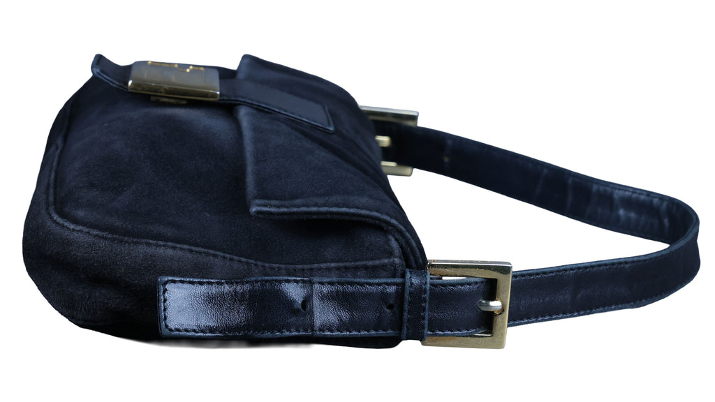 Preowned FENDI Baguette Suede x Leather Black Bag | Luxe Again Maison