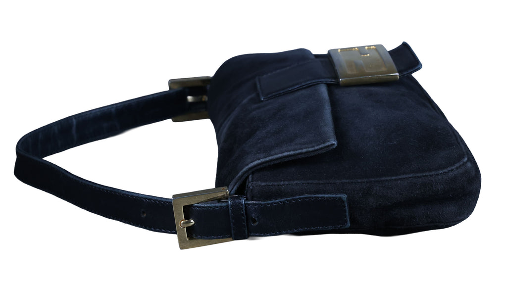 Preowned FENDI Baguette Suede x Leather Black Bag | Luxe Again Maison