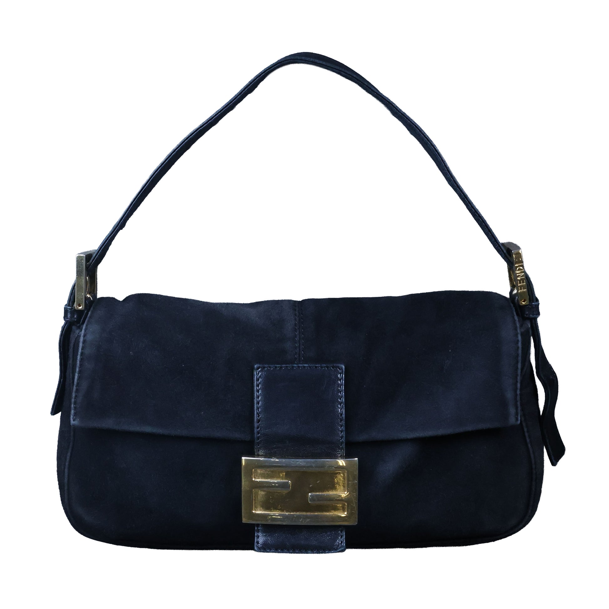 Preowned FENDI Baguette Suede x Leather Black Bag | Luxe Again Maison