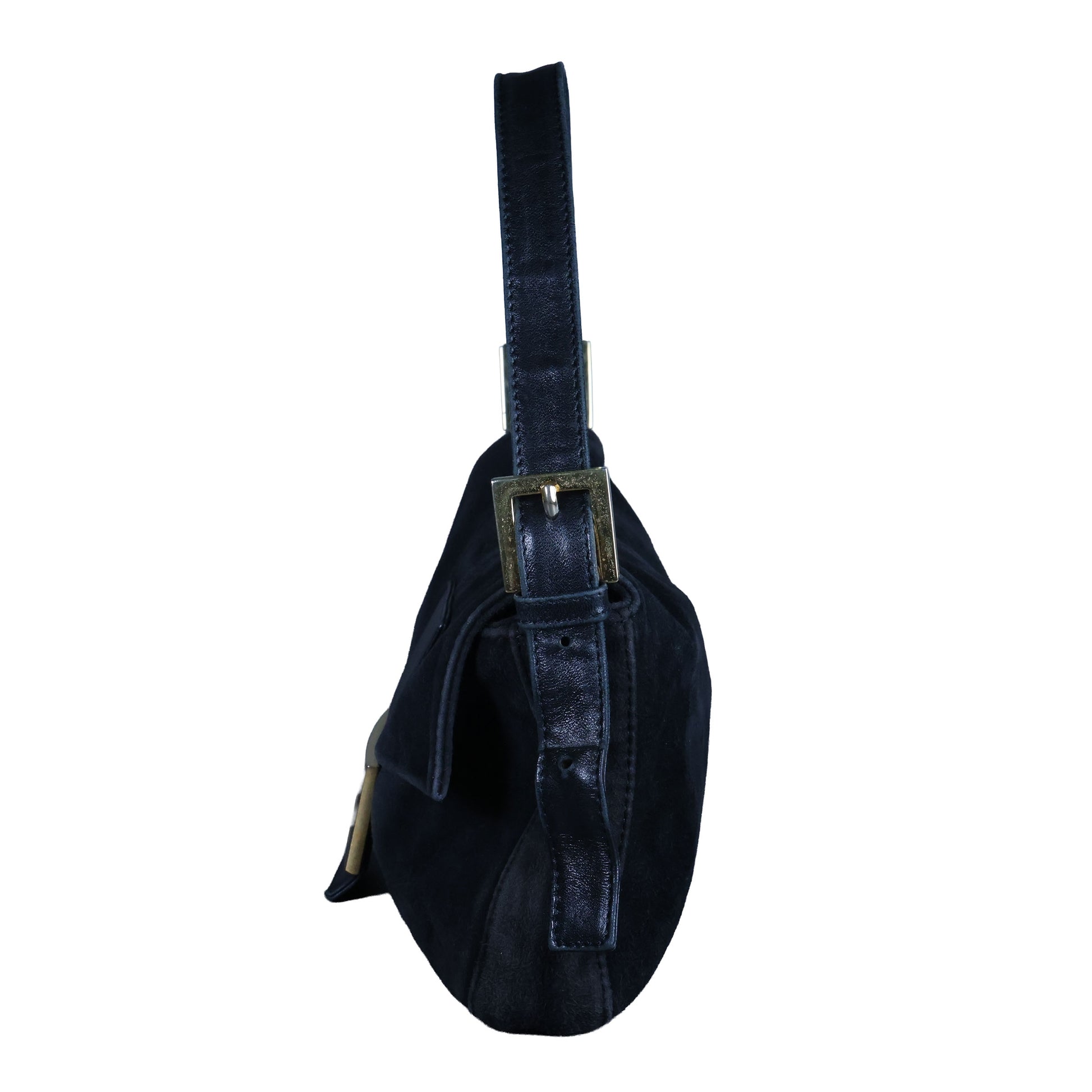 Preowned FENDI Baguette Suede x Leather Black Bag | Luxe Again Maison