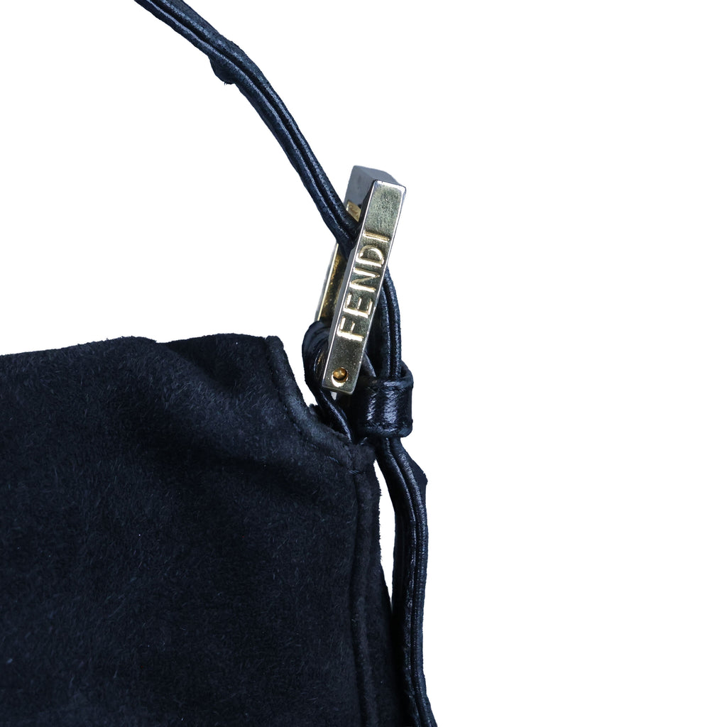 Preowned FENDI Baguette Suede x Leather Black Bag | Luxe Again Maison