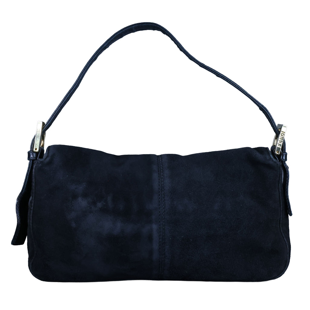 Preowned FENDI Baguette Suede x Leather Black Bag | Luxe Again Maison