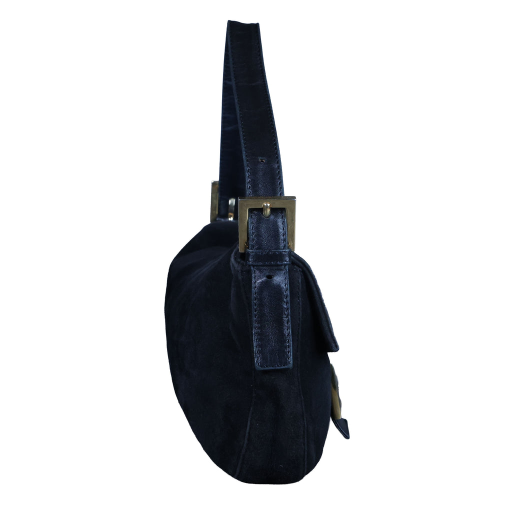 Preowned FENDI Baguette Suede x Leather Black Bag | Luxe Again Maison