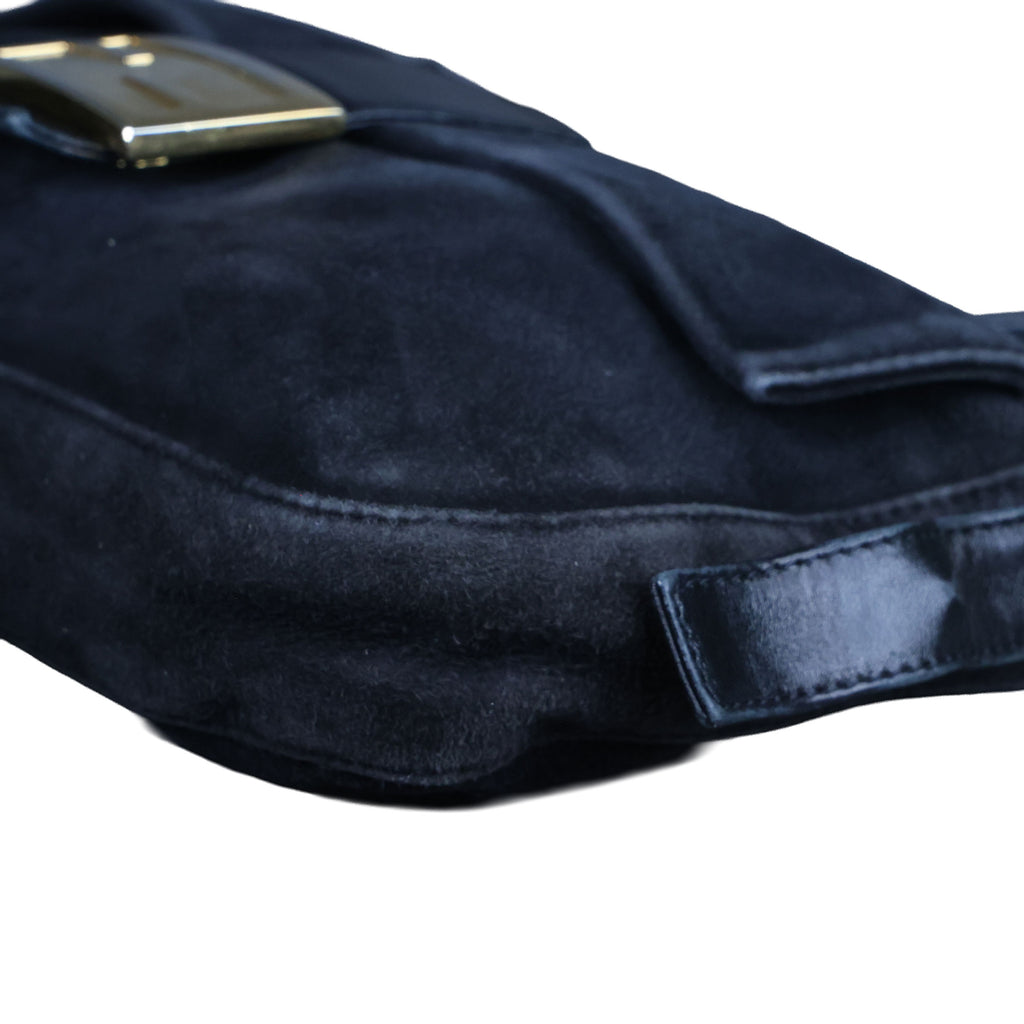 Preowned FENDI Baguette Suede x Leather Black Bag | Luxe Again Maison