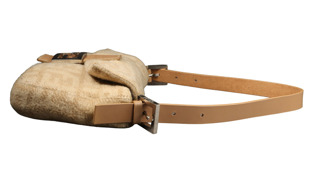 Preowned FENDI Baguette Zucca Wool x Leather Beige Bag | Luxe Again Maison