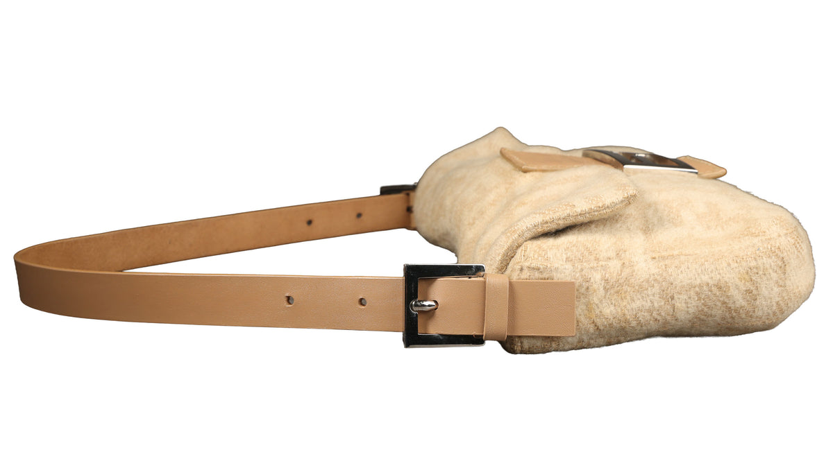 Preowned FENDI Baguette Zucca Wool x Leather Beige Bag | Luxe Again Maison