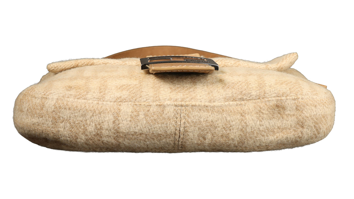 Preowned FENDI Baguette Zucca Wool x Leather Beige Bag | Luxe Again Maison