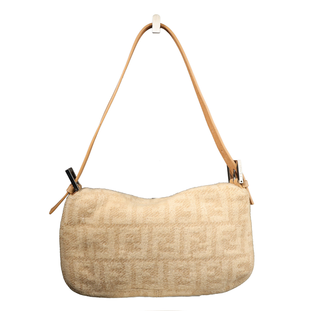 Preowned FENDI Baguette Zucca Wool x Leather Beige Bag | Luxe Again Maison