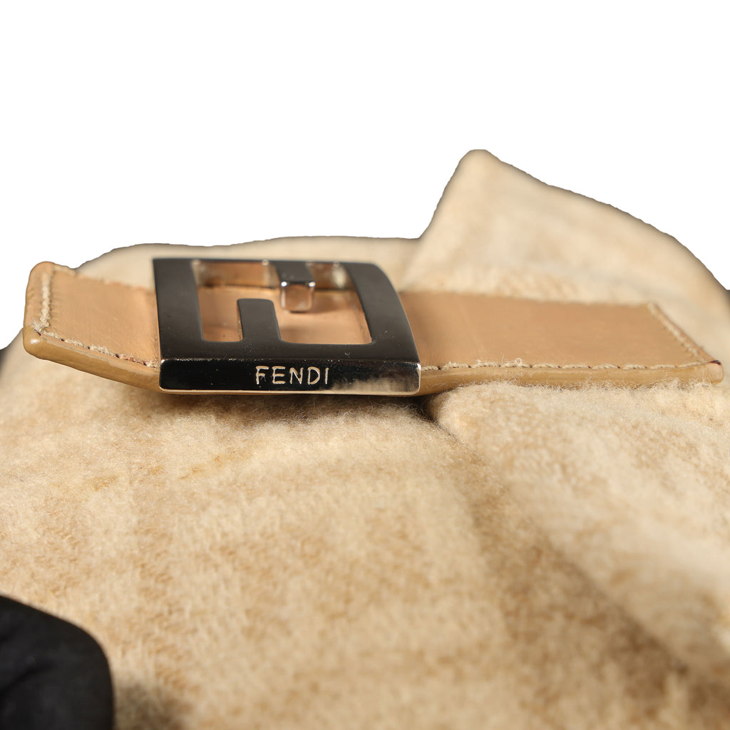 Preowned FENDI Baguette Zucca Wool x Leather Beige Bag | Luxe Again Maison