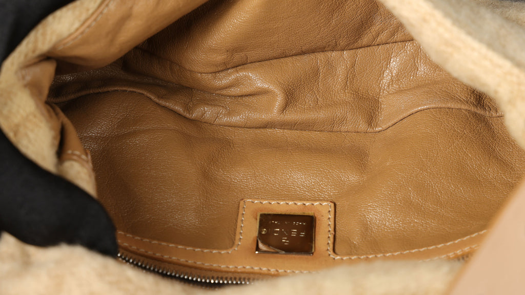 Preowned FENDI Baguette Zucca Wool x Leather Beige Bag | Luxe Again Maison