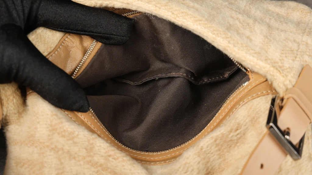 Preowned FENDI Baguette Zucca Wool x Leather Beige Bag | Luxe Again Maison