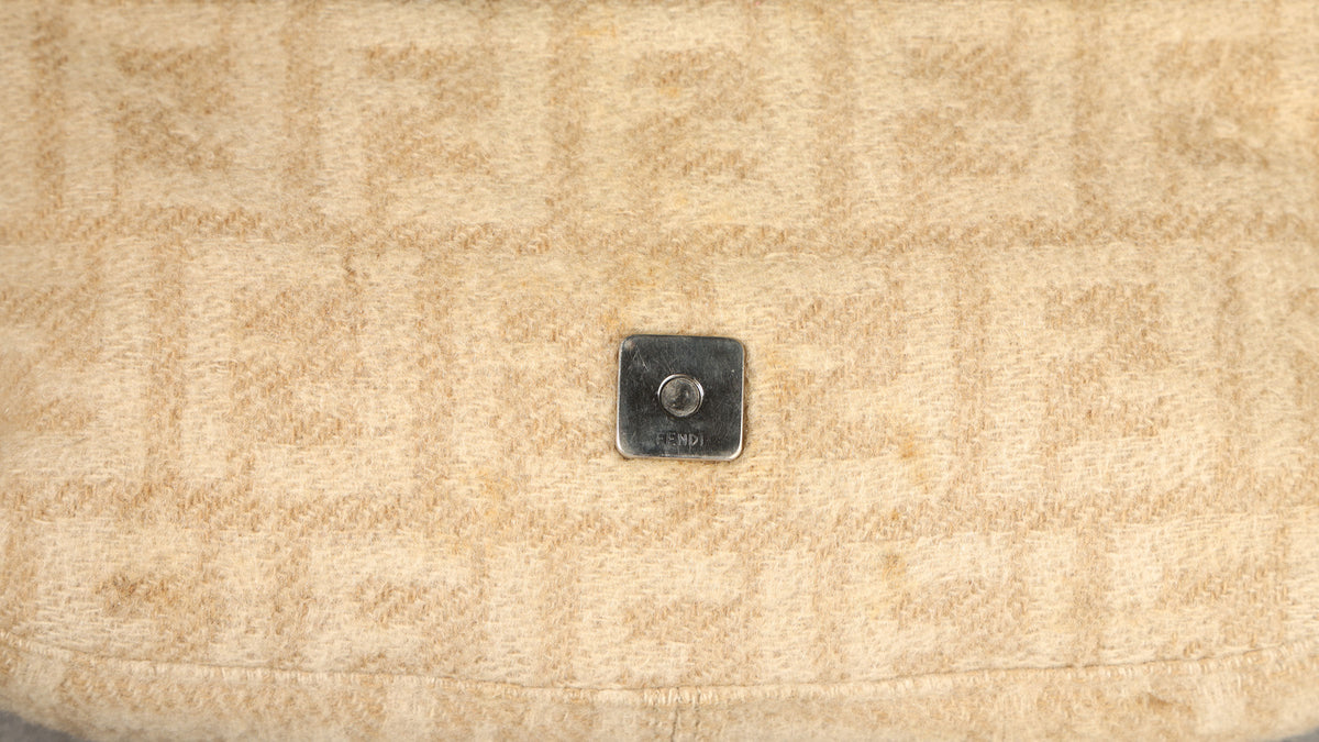 Preowned FENDI Baguette Zucca Wool x Leather Beige Bag | Luxe Again Maison