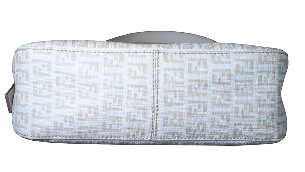 Preowned FENDI Mamma Baguette Zucchino Canvas x Leather Beige Bag 8BRXX3 | Luxe Again Maison