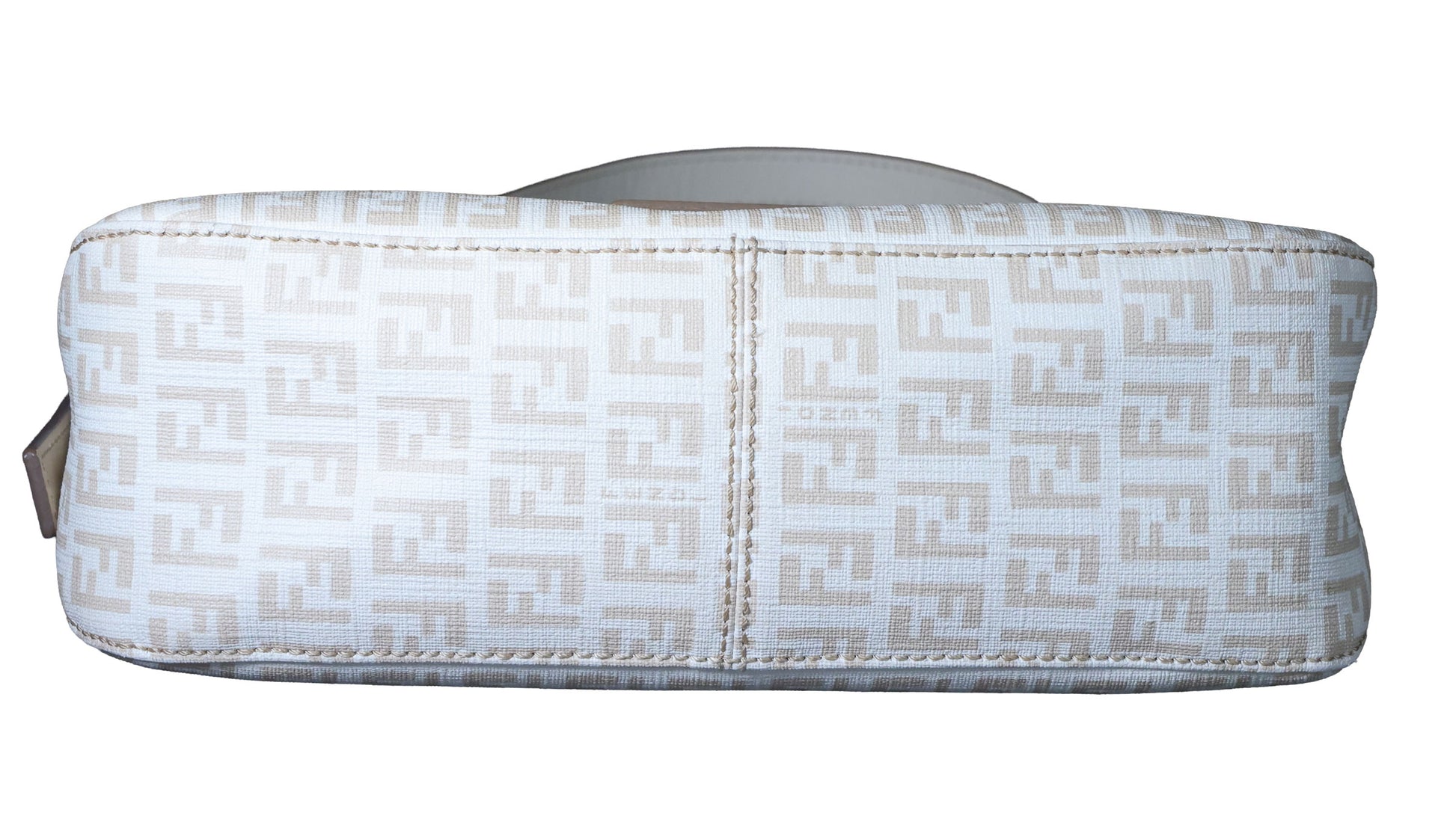 Preowned FENDI Mamma Baguette Zucchino Canvas x Leather Beige Bag 8BRXX3 | Luxe Again Maison