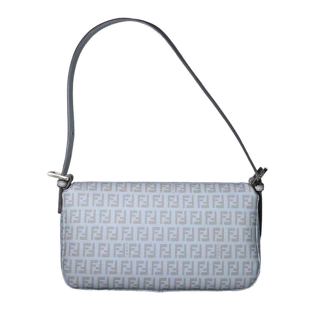 Preowned FENDI Mamma Baguette Zucchino Canvas x Leather Beige Bag 8BRXX3 | Luxe Again Maison