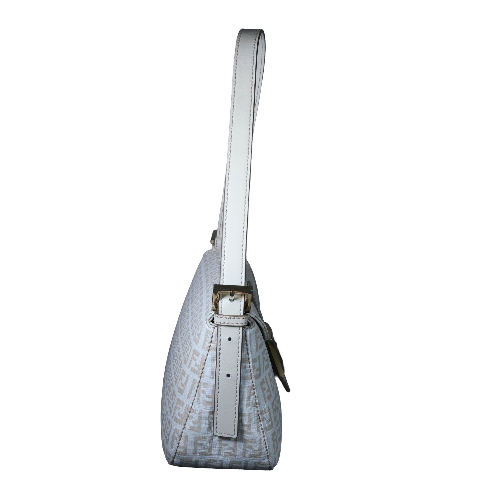 Preowned FENDI Mamma Baguette Zucchino Canvas x Leather Beige Bag 8BRXX3 | Luxe Again Maison