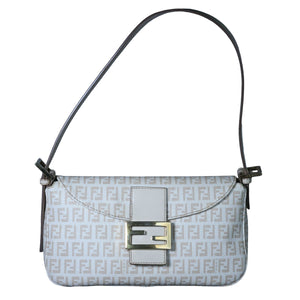 Preowned FENDI Mamma Baguette Zucchino Canvas x Leather Beige Bag 8BRXX3 | Luxe Again Maison