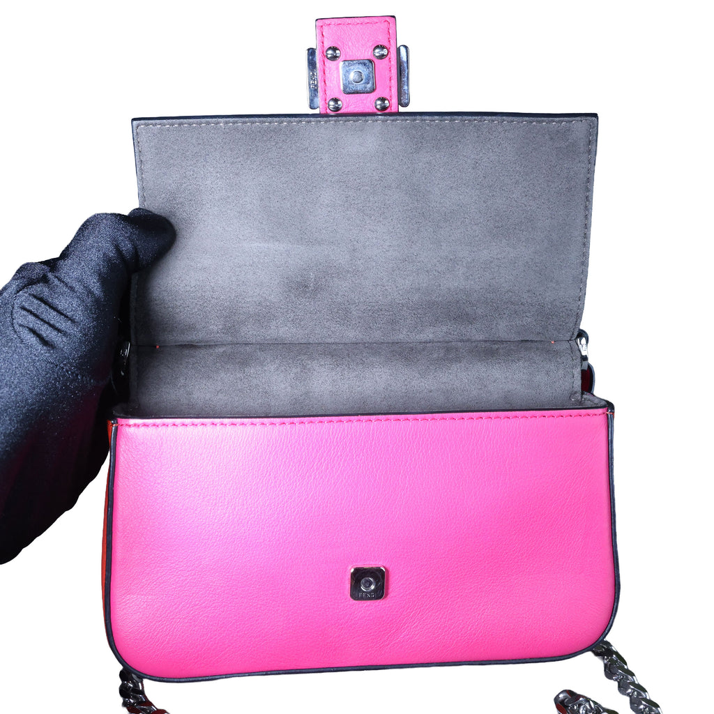 Preowned FENDI Micro Double Baguette Leather Pink x White Bag | Luxe Again Maison