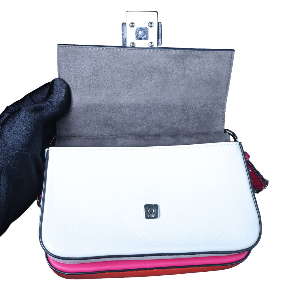 Preowned FENDI Micro Double Baguette Leather Pink x White Bag | Luxe Again Maison