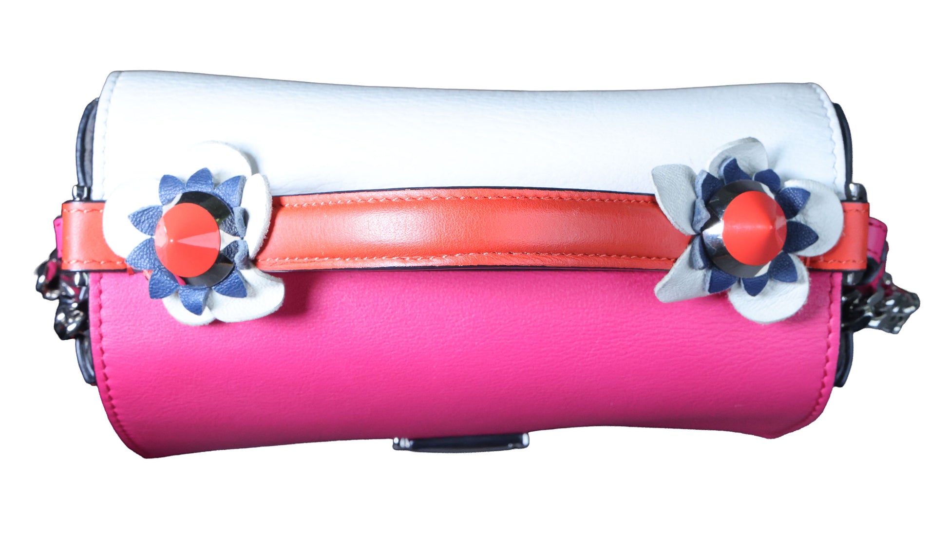 Preowned FENDI Micro Double Baguette Leather Pink x White Bag | Luxe Again Maison