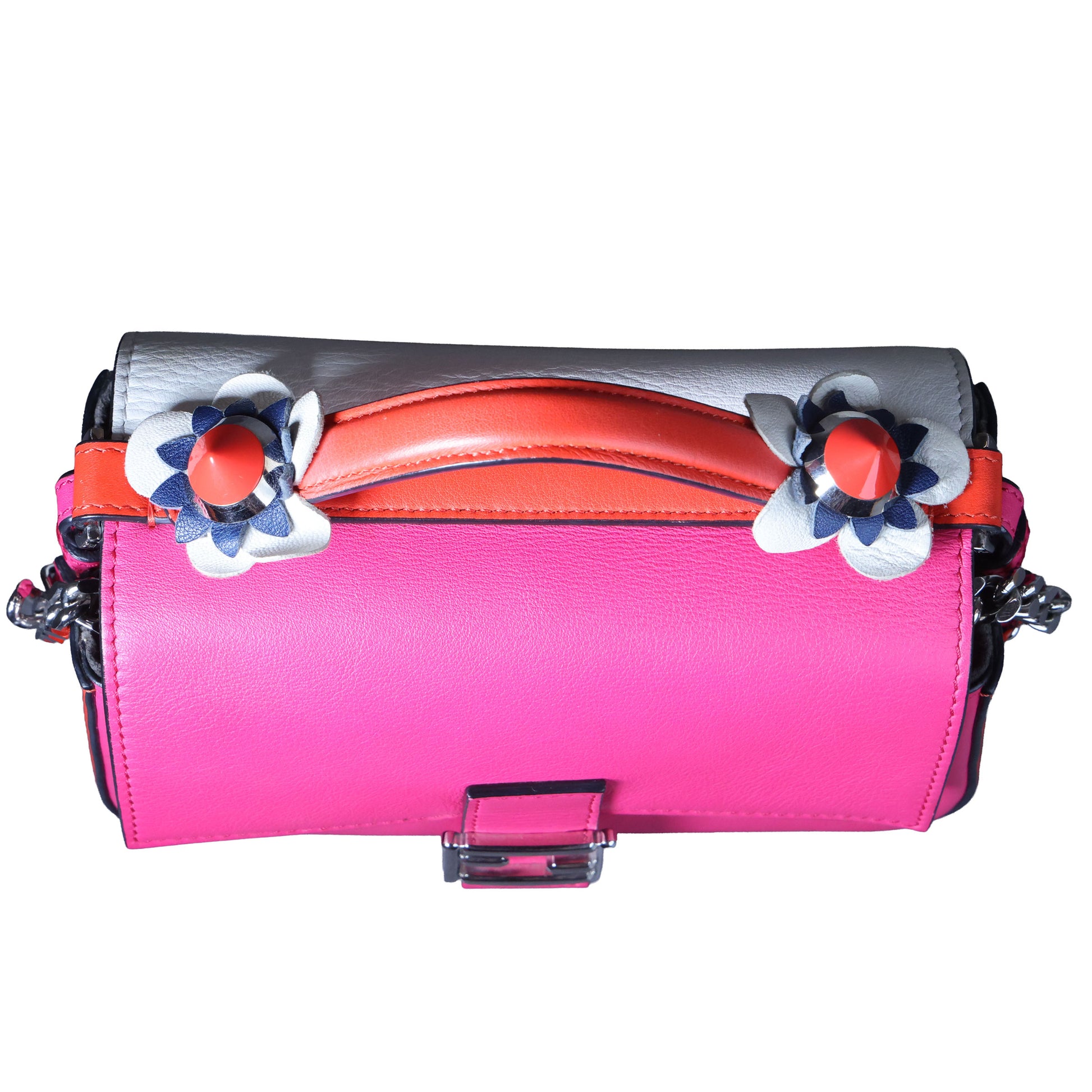 Preowned FENDI Micro Double Baguette Leather Pink x White Bag | Luxe Again Maison