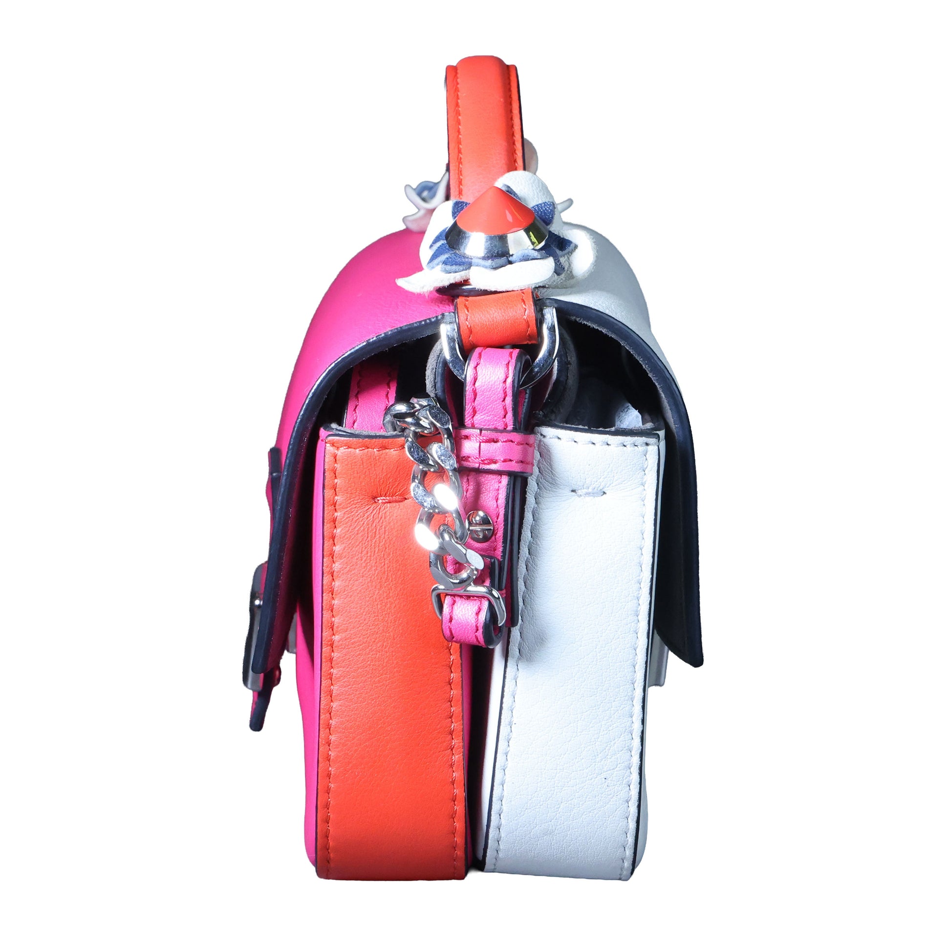 Preowned FENDI Micro Double Baguette Leather Pink x White Bag | Luxe Again Maison