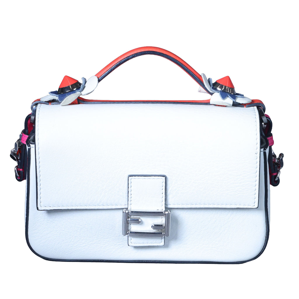 Preowned FENDI Micro Double Baguette Leather Pink x White Bag | Luxe Again Maison