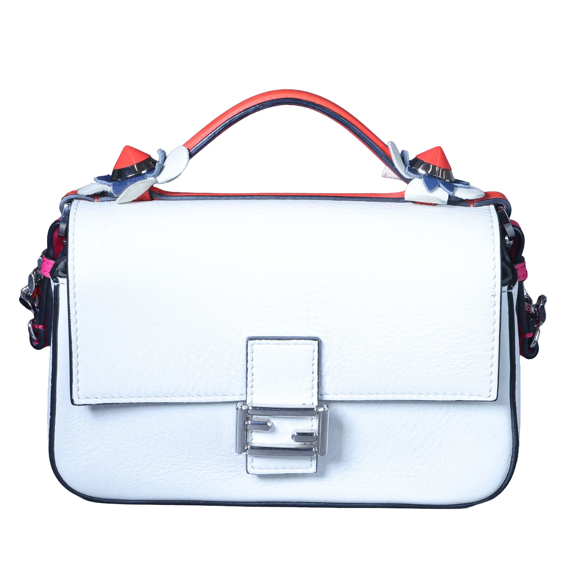 Preowned FENDI Micro Double Baguette Leather Pink x White Bag | Luxe Again Maison