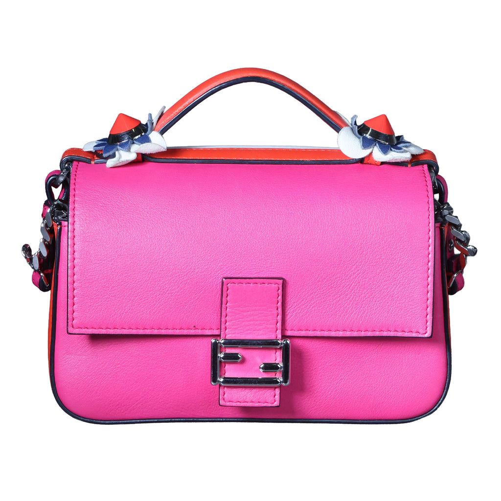 Preowned FENDI Micro Double Baguette Leather Pink x White Bag | Luxe Again Maison