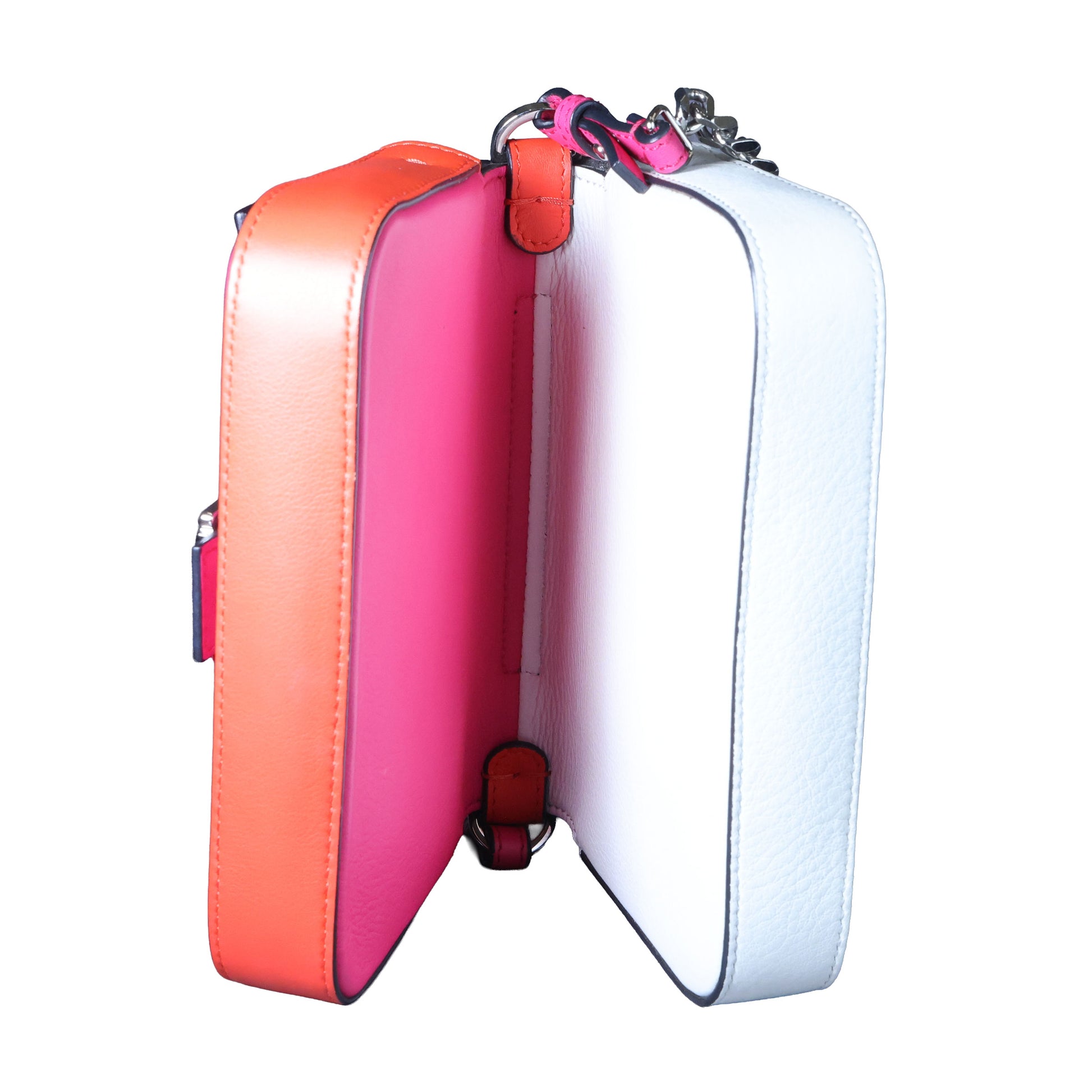 Preowned FENDI Micro Double Baguette Leather Pink x White Bag | Luxe Again Maison