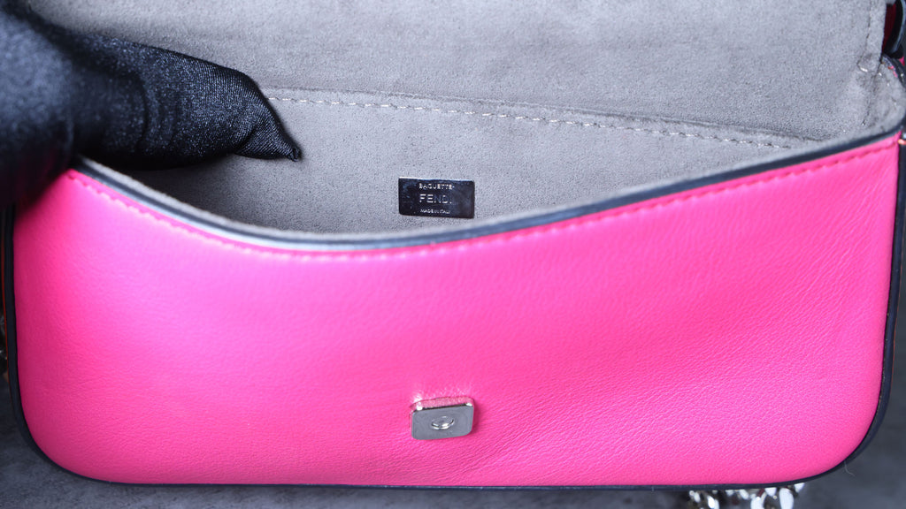Preowned FENDI Micro Double Baguette Leather Pink x White Bag | Luxe Again Maison