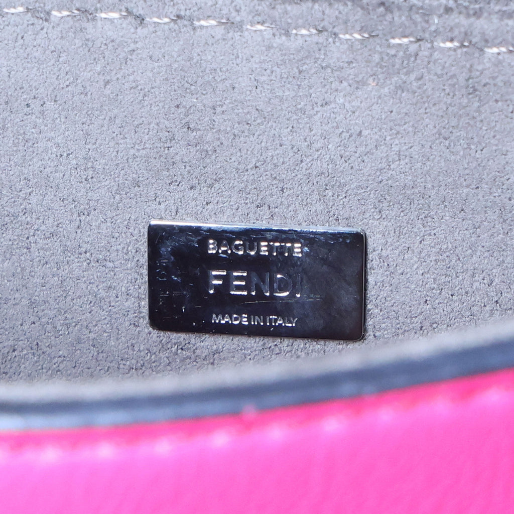 Preowned FENDI Micro Double Baguette Leather Pink x White Bag | Luxe Again Maison