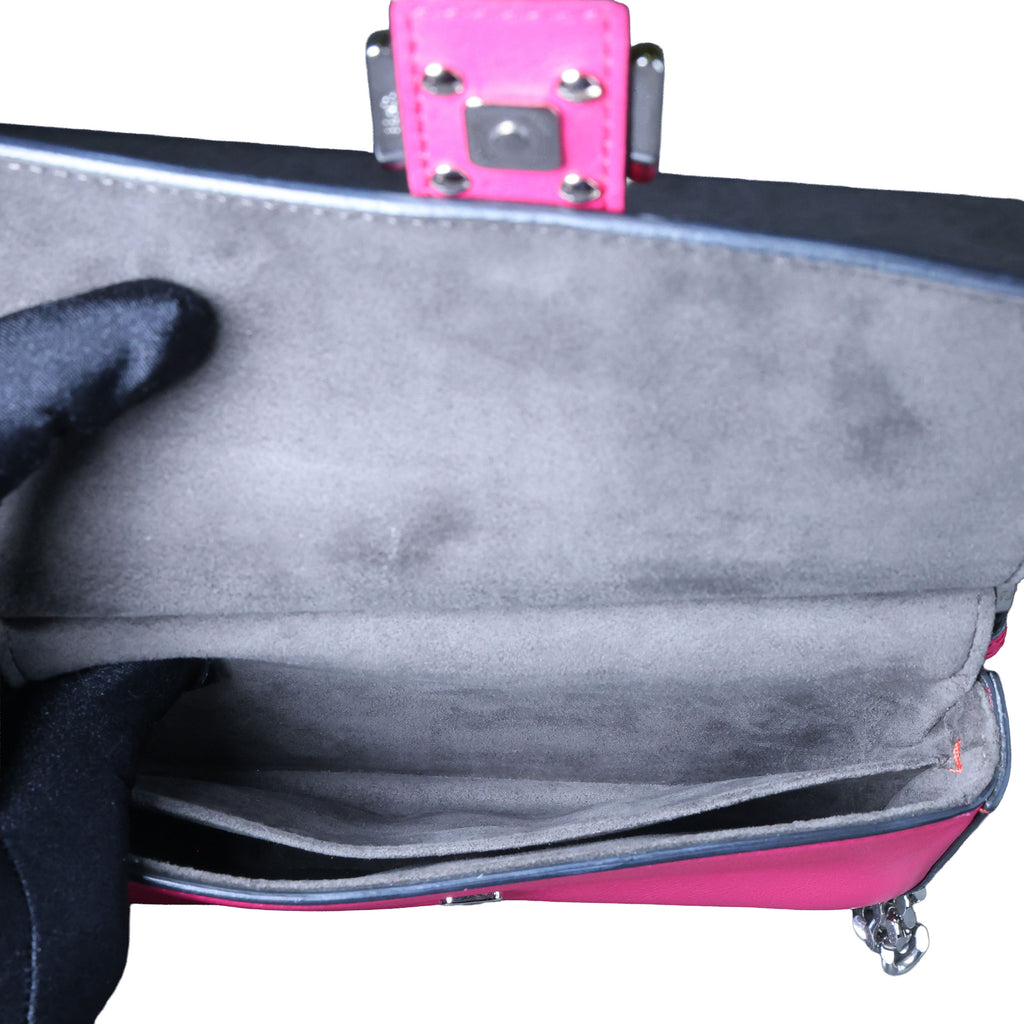Preowned FENDI Micro Double Baguette Leather Pink x White Bag | Luxe Again Maison