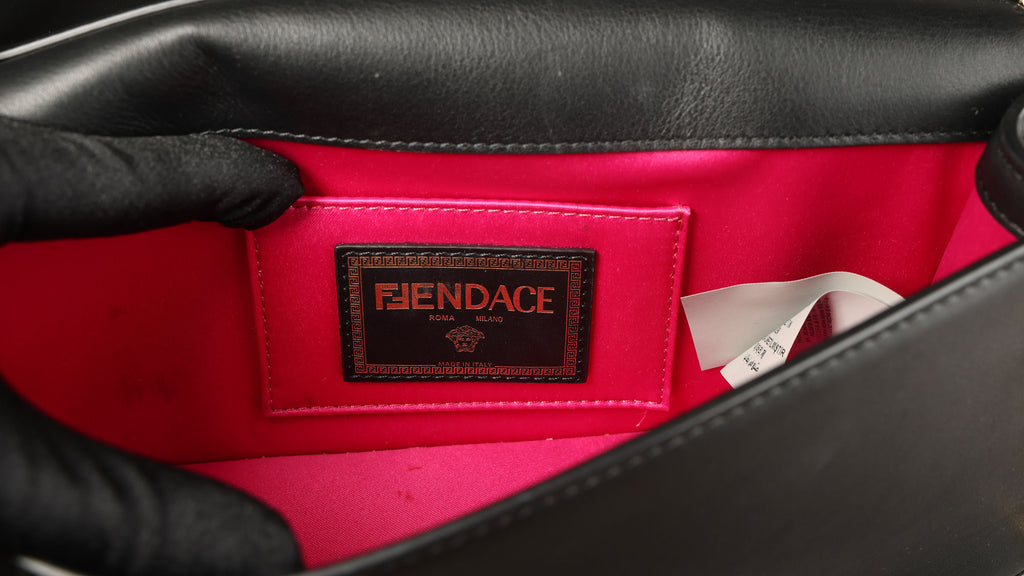 Preowned FENDI X VERSACE Fendace 'Safety Pin' Baguette Leather Black | Luxe Again Maison