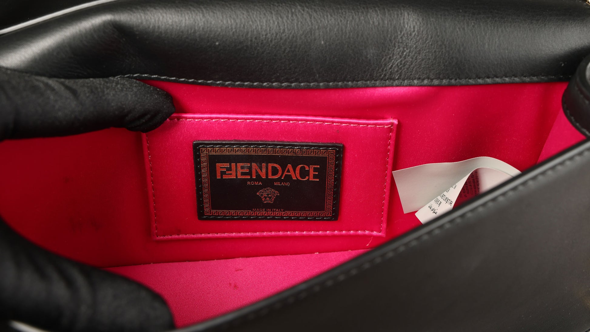 Preowned FENDI X VERSACE Fendace 'Safety Pin' Baguette Leather Black | Luxe Again Maison