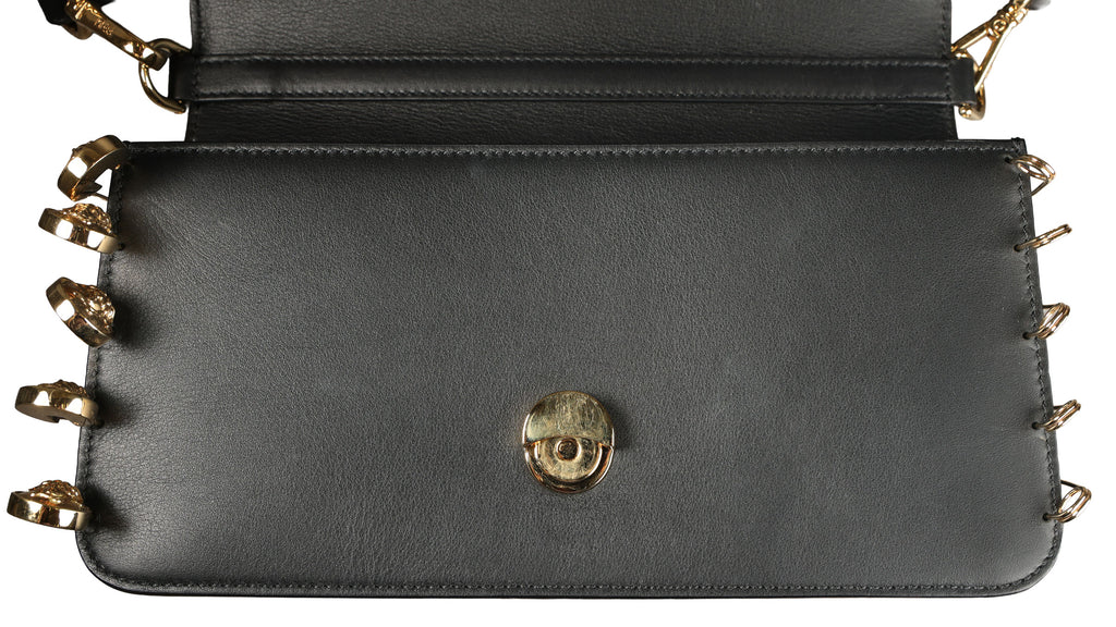 Preowned FENDI X VERSACE Fendace 'Safety Pin' Baguette Leather Black | Luxe Again Maison