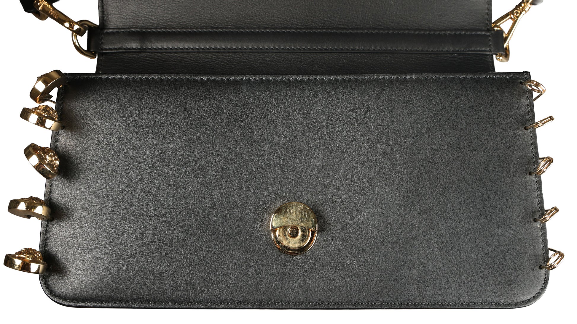 Preowned FENDI X VERSACE Fendace 'Safety Pin' Baguette Leather Black | Luxe Again Maison