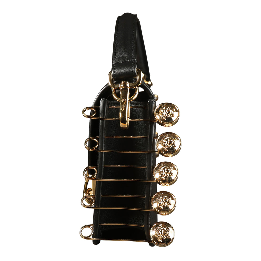 Preowned FENDI X VERSACE Fendace 'Safety Pin' Baguette Leather Black | Luxe Again Maison
