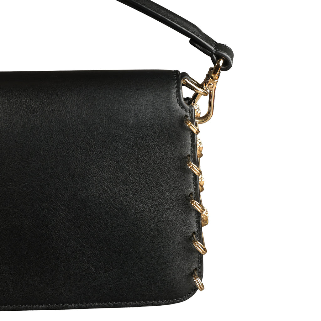 Preowned FENDI X VERSACE Fendace 'Safety Pin' Baguette Leather Black | Luxe Again Maison
