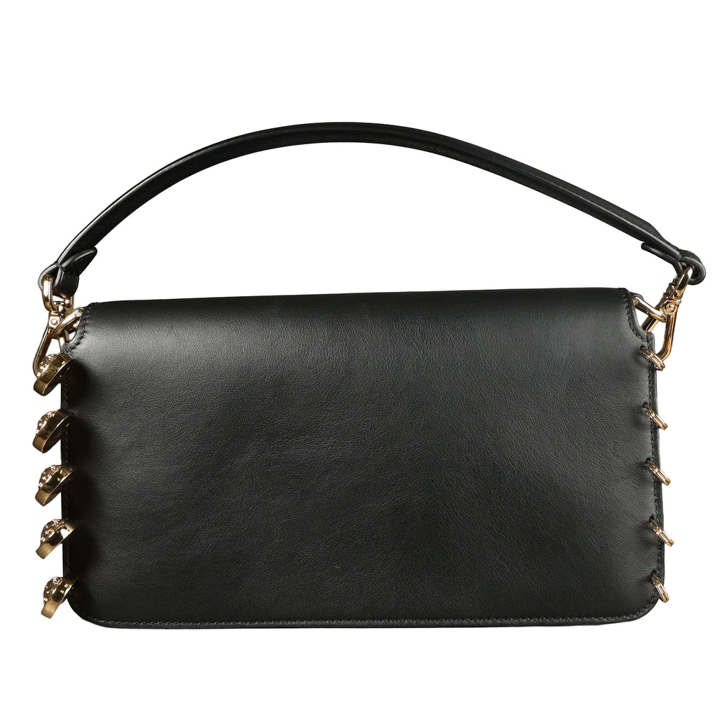 Preowned FENDI X VERSACE Fendace 'Safety Pin' Baguette Leather Black | Luxe Again Maison