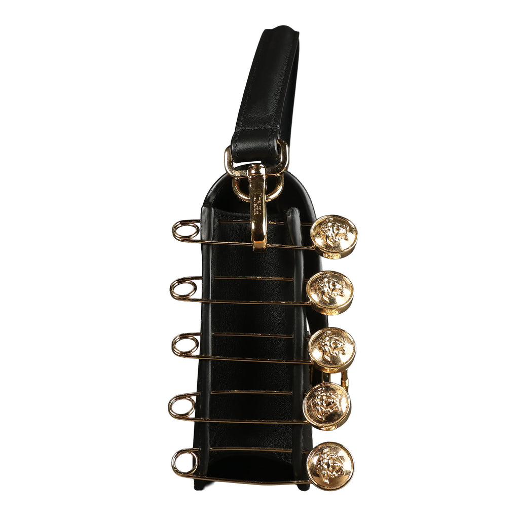 Preowned FENDI X VERSACE Fendace 'Safety Pin' Baguette Leather Black | Luxe Again Maison