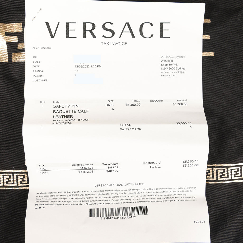 Preowned FENDI X VERSACE Fendace 'Safety Pin' Baguette Leather Black | Luxe Again Maison