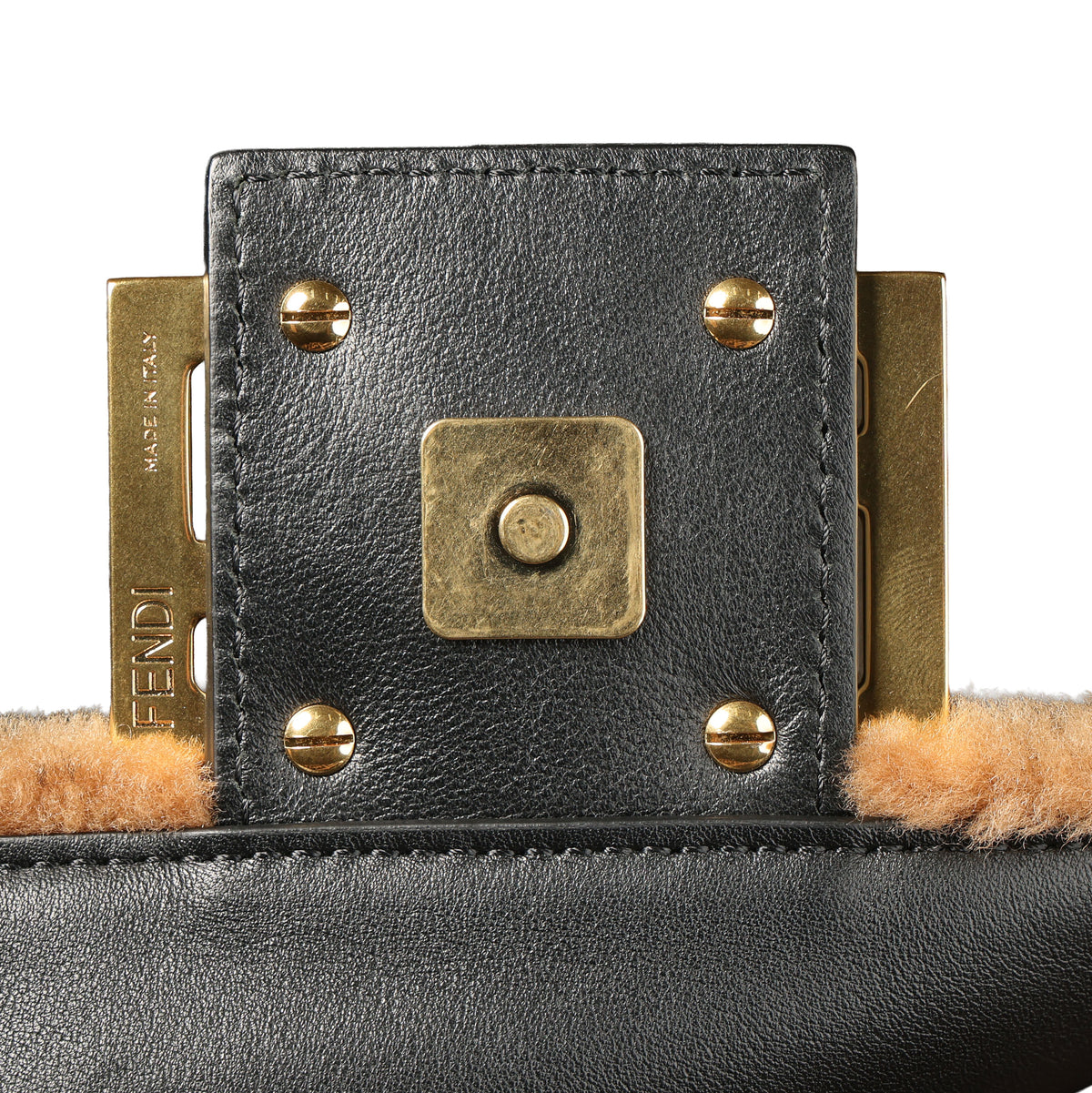 Preowned FENDI Zucca Baguette Faux Fur x Leather Brown Bag 8BXX71  | Luxe Again Maison