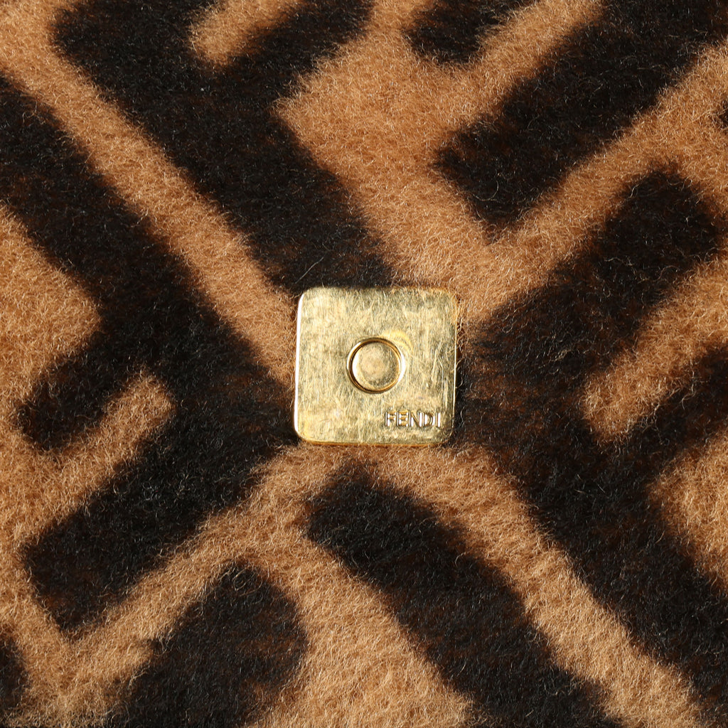Preowned FENDI Zucca Baguette Faux Fur x Leather Brown Bag 8BXX71  | Luxe Again Maison